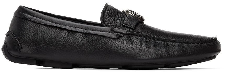 Giorgio Armani Textured Leather Black Driver Loafers  display picture 1