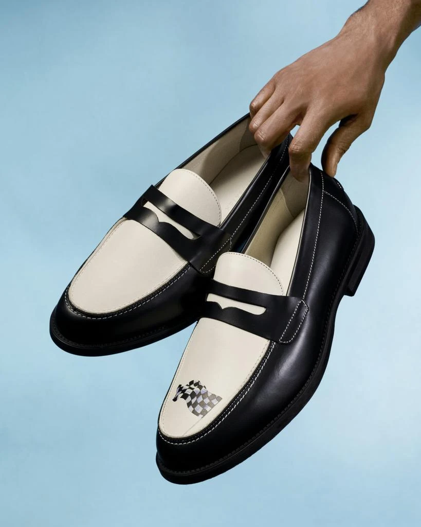 DUKE + DEXTER Men's Wilde Rattan and Leather Penny Loafers 6