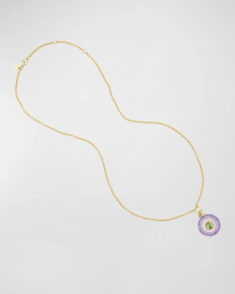 Emily P. Wheeler Earth Medallion 18K White and Black Gold Necklace with Peridot, Amethyst and Pink Opal 4