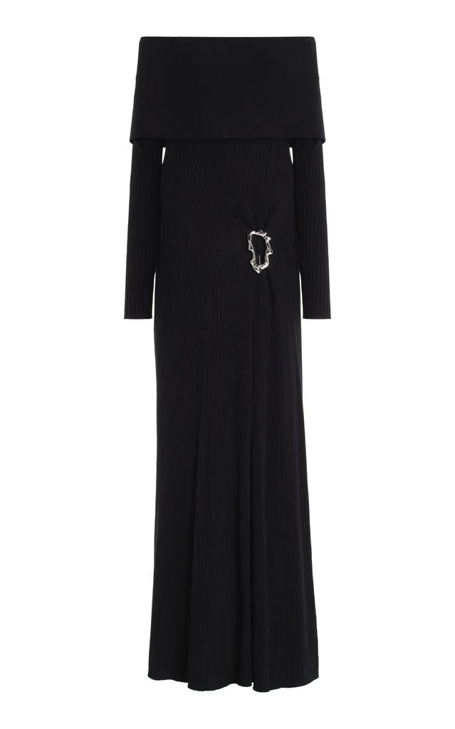 Anna Quan Anna Quan - Phoebe Off-The-Shoulder Knit-Cotton Maxi Dress - Black - UK 12 - Moda Operandi 1