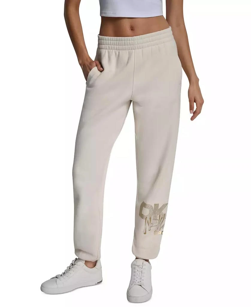 DKNY Women
s Graffiti Rhinestone Logo High-Rise Relaxed-Fit Joggers