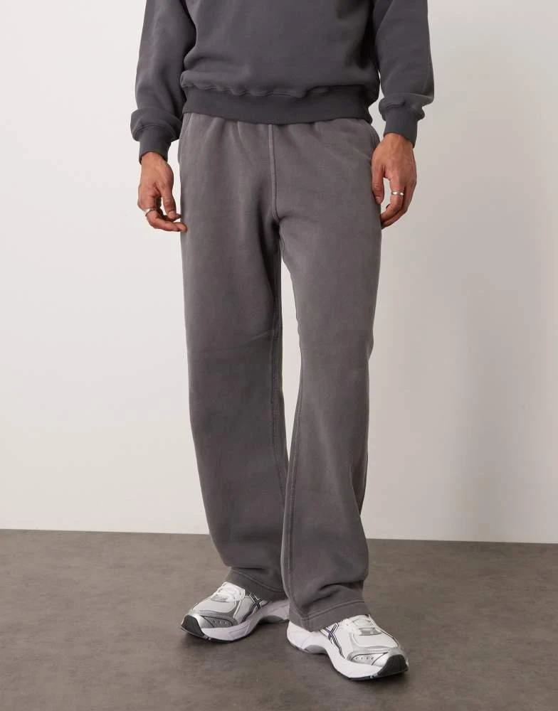Abercrombie & Fitch Abercrombie & Fitch vintage wash open hem joggers in mid grey 2