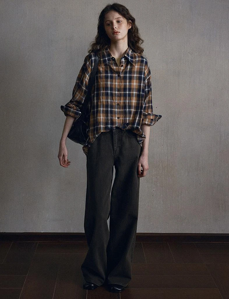 Pixie Market Brown Plaid Oversize Shirt-PREORDER 5