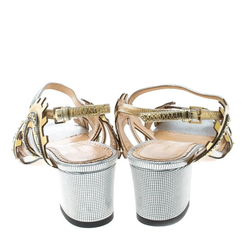 Charlotte Olympia Charlotte Olympia Multicolor Leather Studded Ankle Strap Sandals Size 37 5