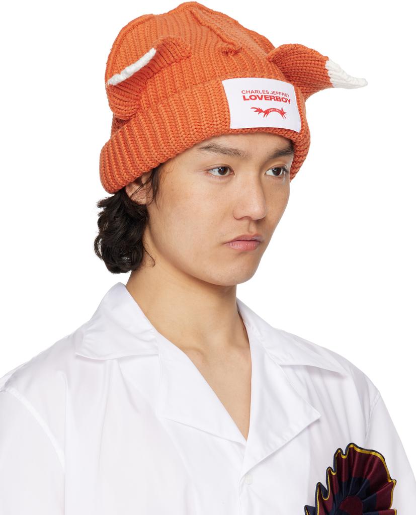 Charles Jeffrey Loverboy Orange Chunky Ears Beanie