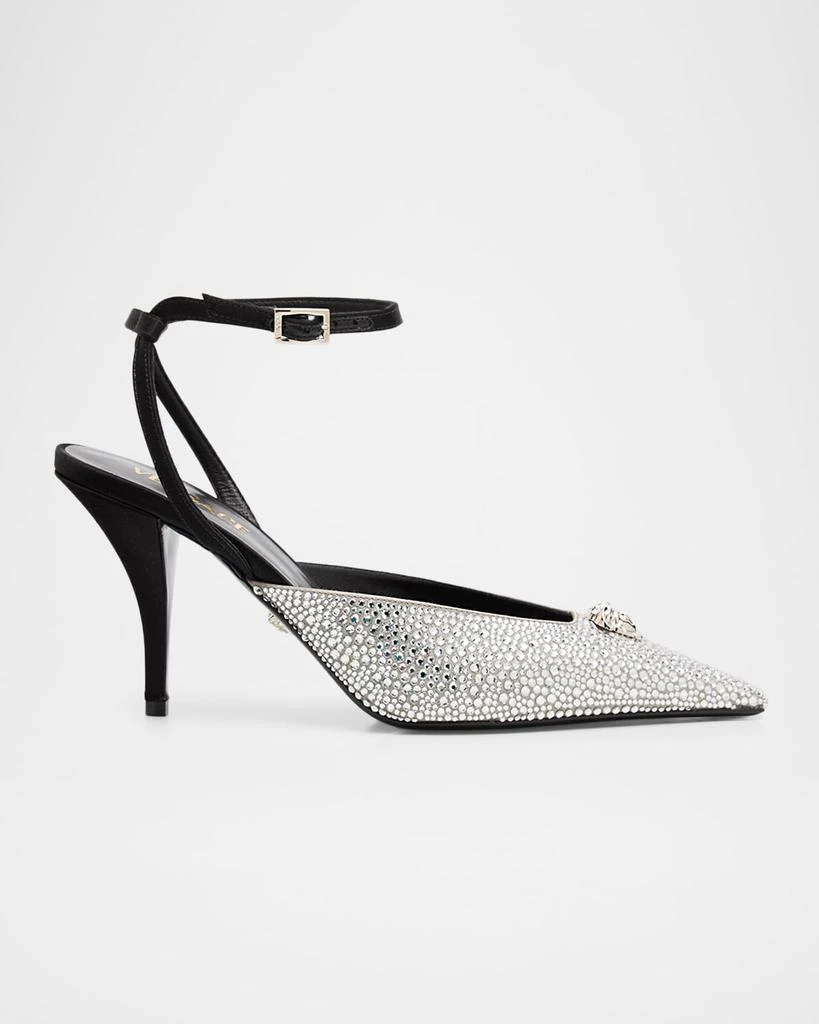Versace La Medusa Crystal Satin Slingback Pumps 1