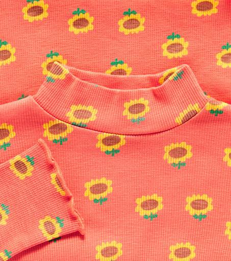 BOBO CHOSES Sunflower cotton-blend jersey turtleneck top