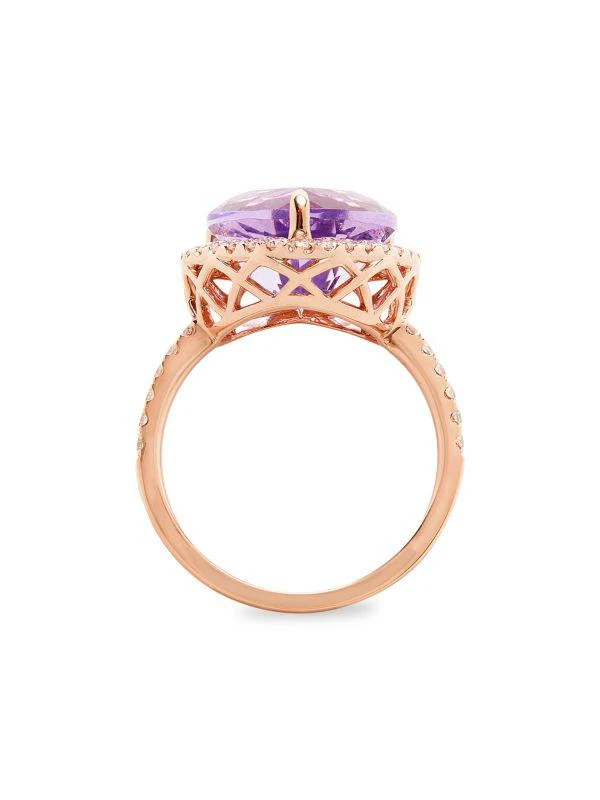 Effy 14K Rose Gold, Pink Amethyst & 0.49 TCW Diamond Heart Ring 3