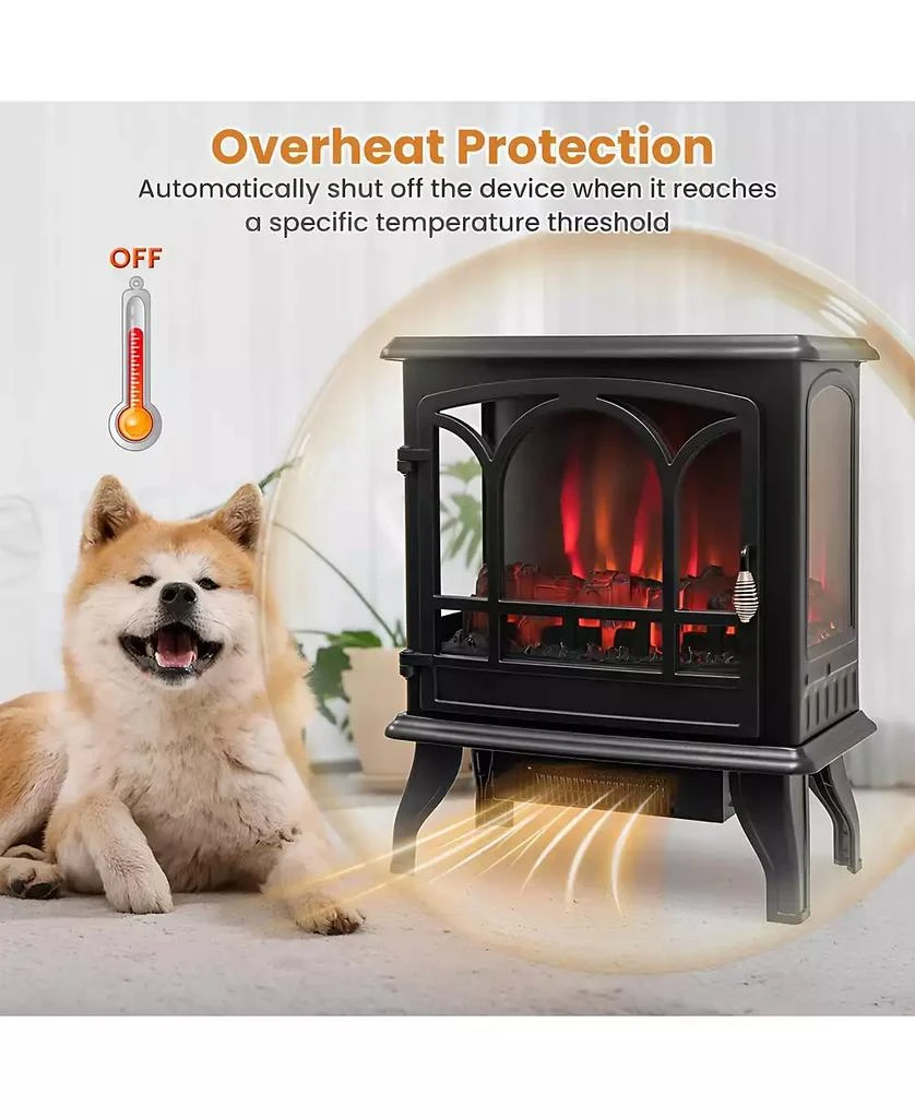 SUGIFT 1400W Electric Stove Heater with 3-Level Flame Effect and 3-Sided View-Black 5