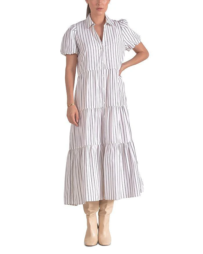 Elan Striped Puff Sleeve Shirt Dress 1