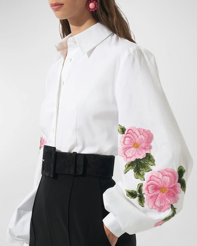 Carolina Herrera Floral Puff-Sleeve Button Down Blouse 5