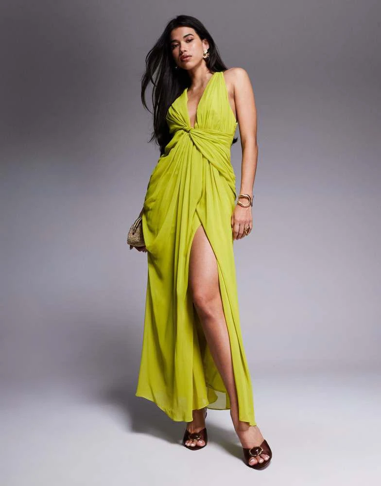Maxi Dress Green Wrap Dress Asos Aqua Blue Dress, Silk Dress, Wrap Dress,  Bridesmaid Dress, Wedding