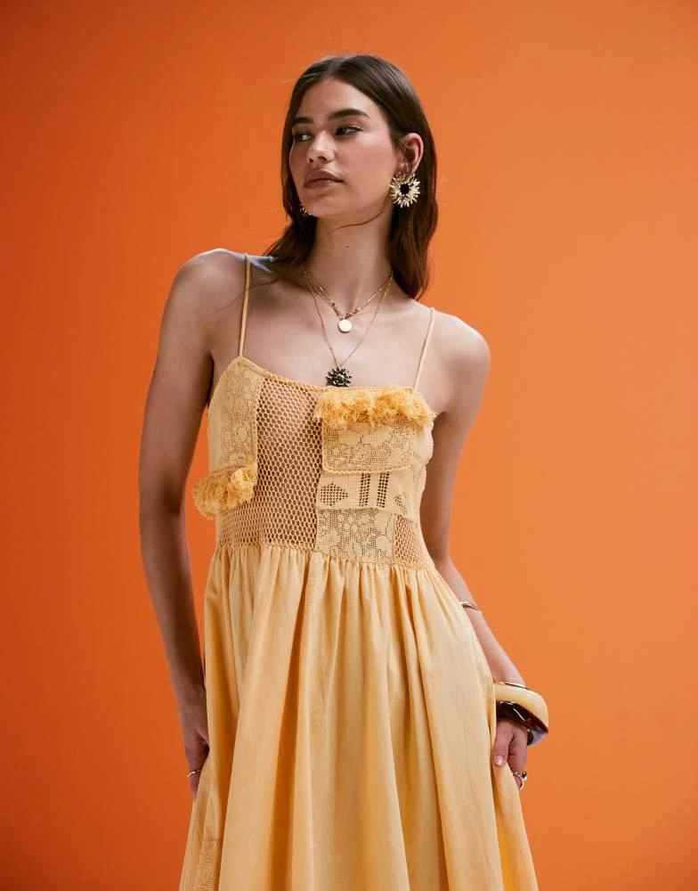 open lace back dress Rent Asos Design Lace Mini Dress With Pleated Chiffon And Satin Belt In  Rust Orange main image 0