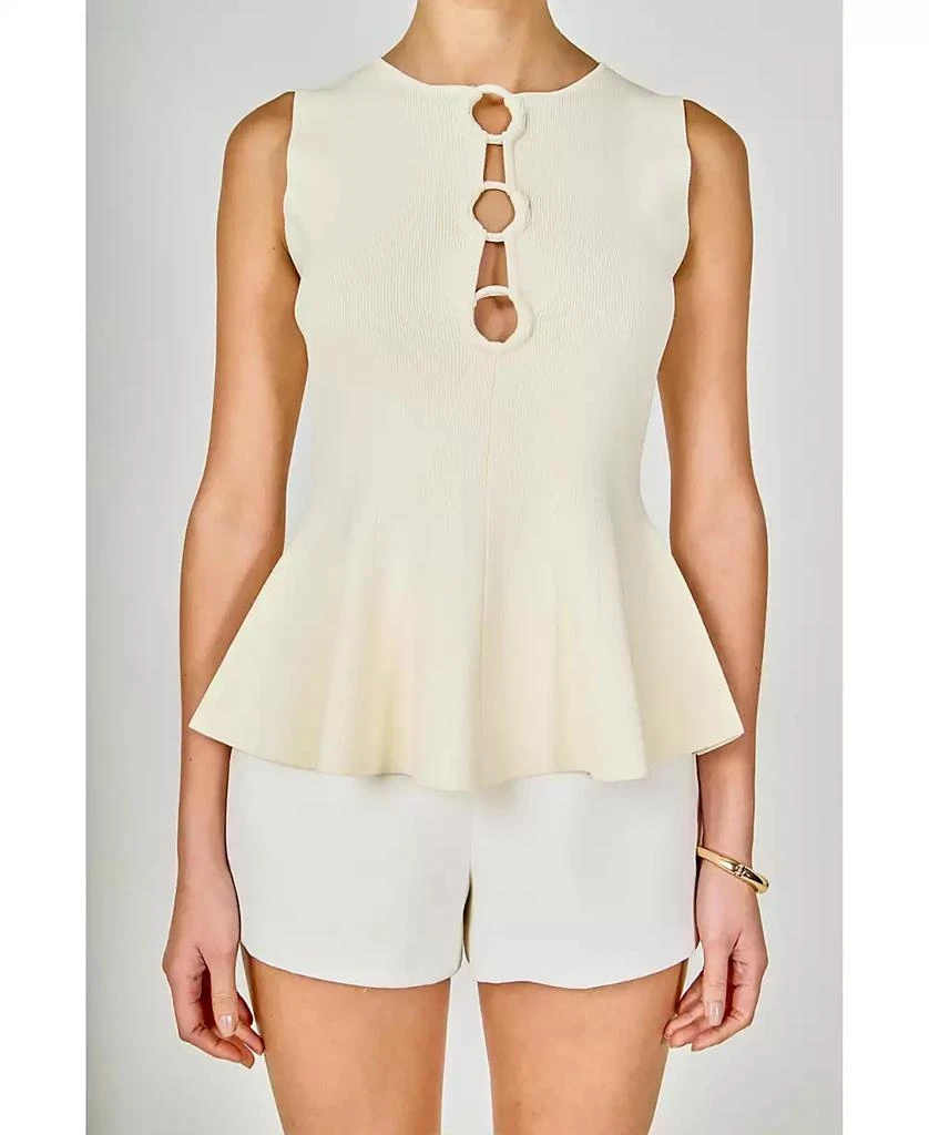 Endless Rose Women
s Ring Detailed Flare Knit Top