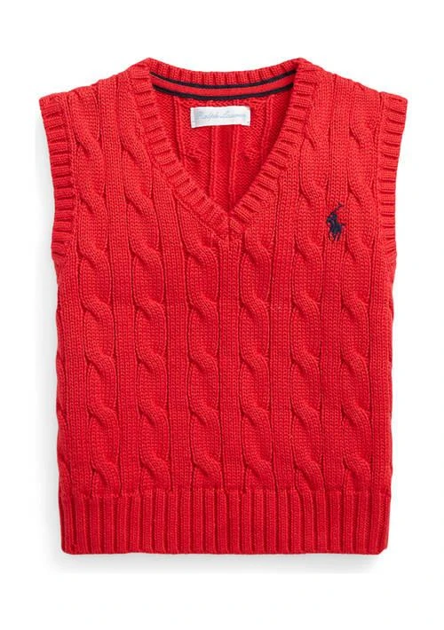 Ralph Lauren Lauren Childrenswear Baby Boys Cable Knit Cotton Sweater Vest 1