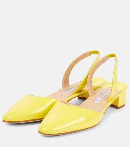 Manolo Blahnik Aspro 30 patent leather slingback pumps 4