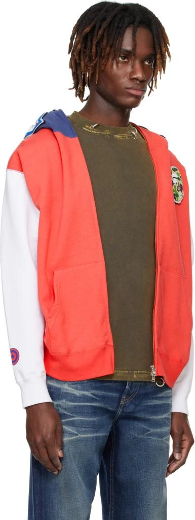 Bape Red & White Japan Shark Full Zip Hoodie 2