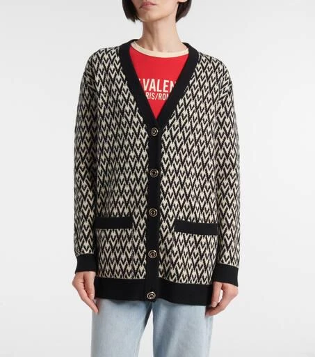 Valentino Toute La V virgin wool jacquard cardigan 5