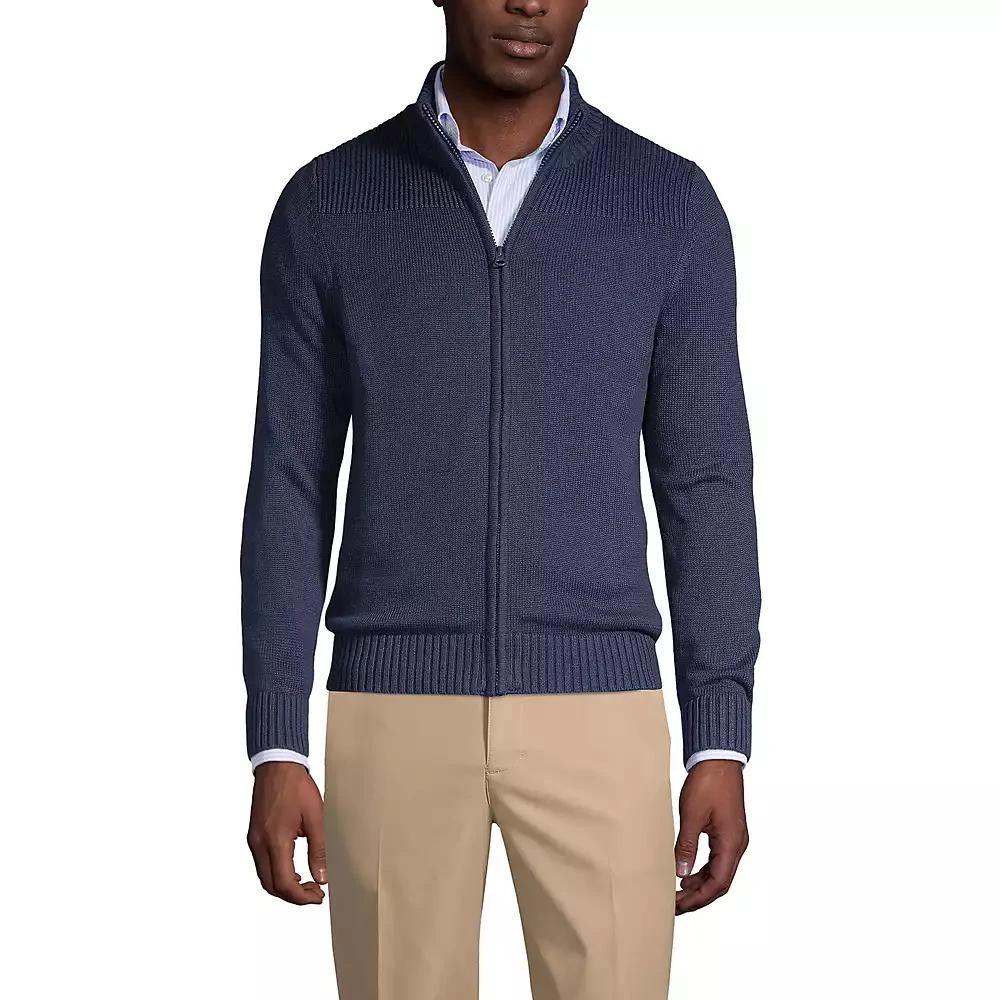 Lands' End Men's School Uniform Cotton Modal Zip Front Cardigan Sweater 1