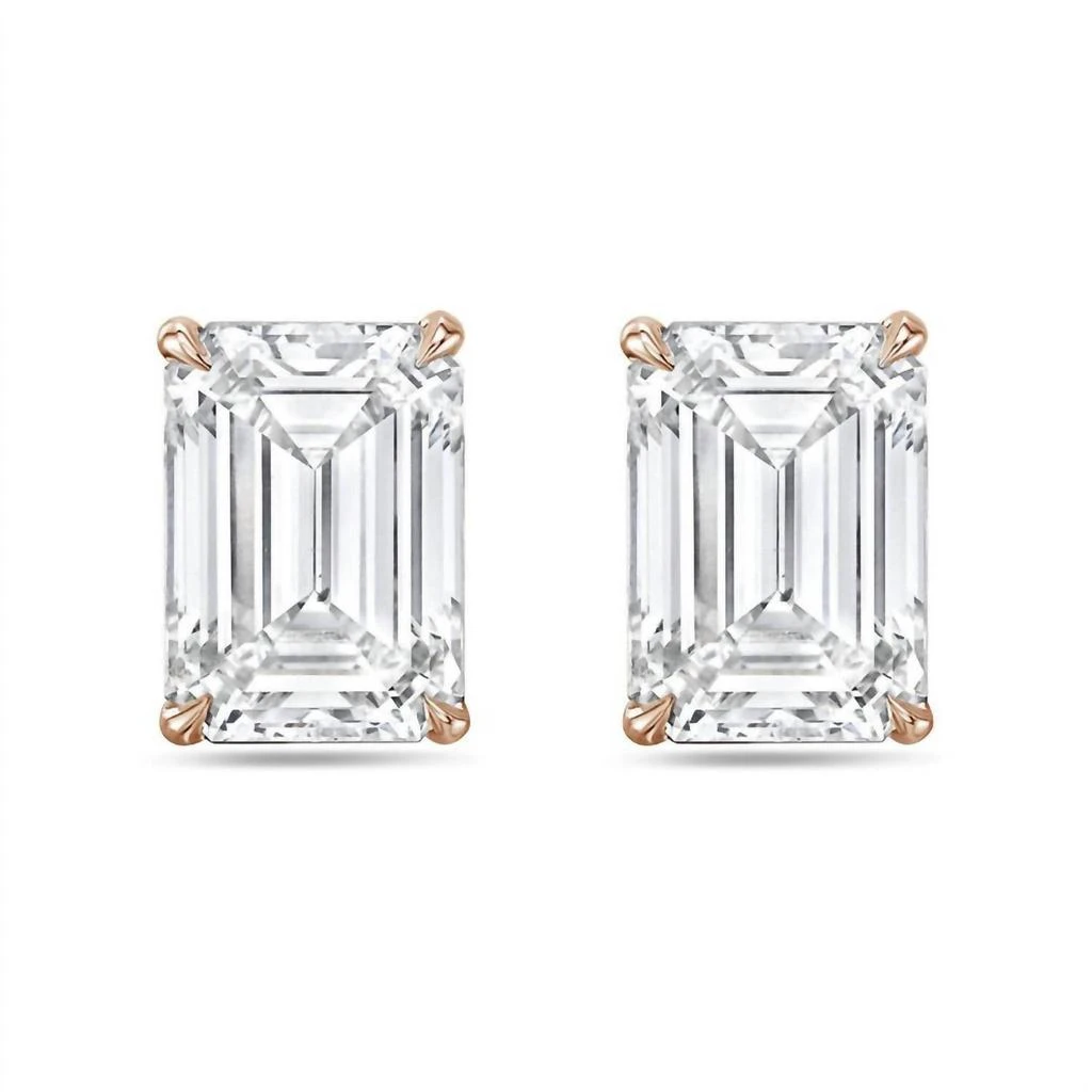 Diana M Jewels Diana M Jewels - 5.00 Cts Lab Grown Emerald Cut Stud Earrings 2
