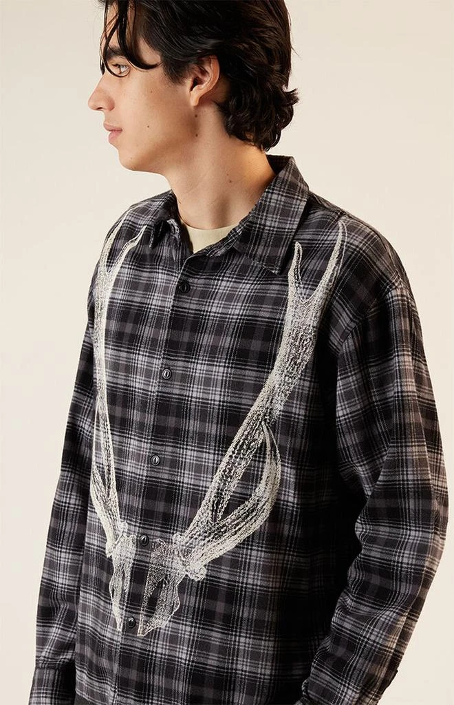 PacSun Gray Graphic Flannel Shirt 2