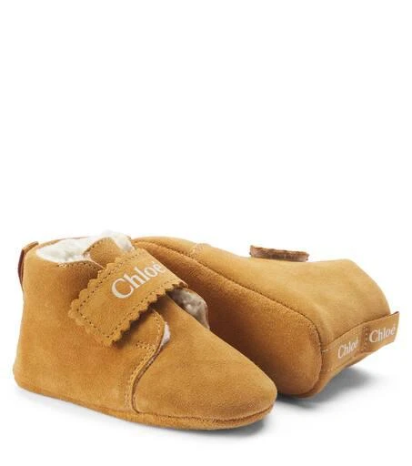 Chloé Baby logo suede booties 5