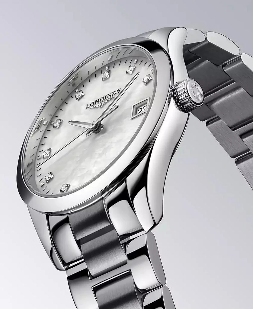 Longines Women’s Swiss Conquest Classic Diamond Accent Stainless Steel Bracelet Watch 29.5mm 2