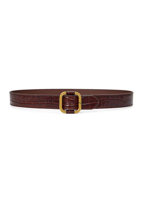 Ralph Lauren Ralph Lauren Slide Buckle Crocodile Embossed Leather Belt