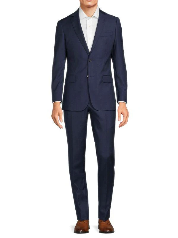 Cavalli Class by Roberto Cavalli Windowpane Wool Slim-Fit Suit 1