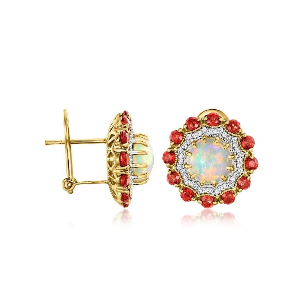 Ross-Simons Opal and Garnet Earrings With . White Zircon in 18kt Gold Over Sterling 3