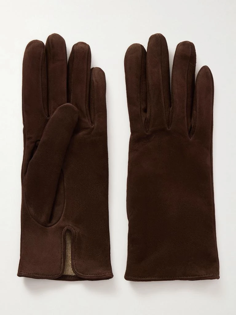Nour Hammour Suede Gloves - Dark brown