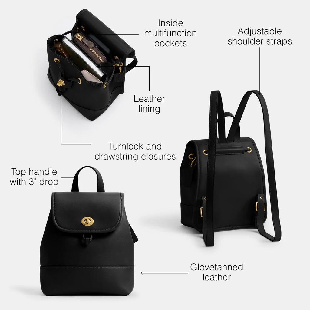 Coach COACH Women
s Turnlock Backpack Black Currant One Size 3