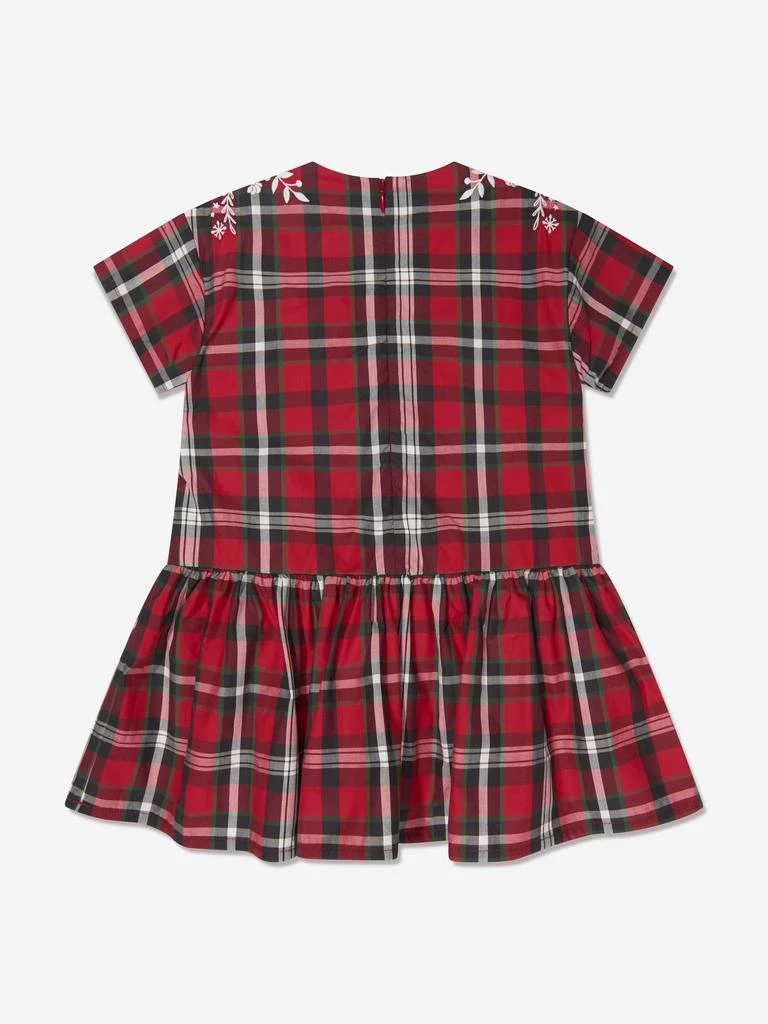 Kenzo KENZO Girls Checked Embroidered Dress in Red 3