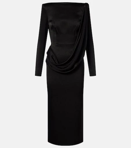 asymmetric drape midi dress Women's Maia Asymmetric Sleeve Draped Midi Dress XS/S/M/L/XL/Customize  White MEAN BLVD