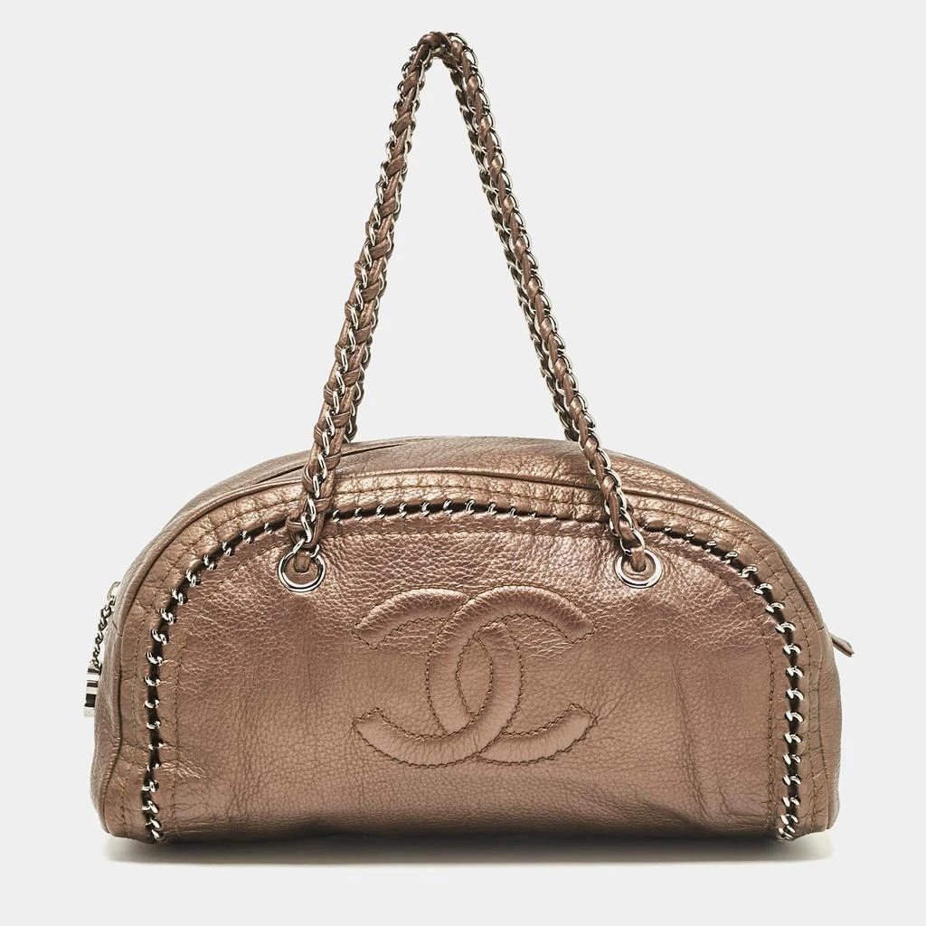 Chanel Chanel Bronze Leather Medium Chain Trim Luxe Ligne Bowler Bag 1
