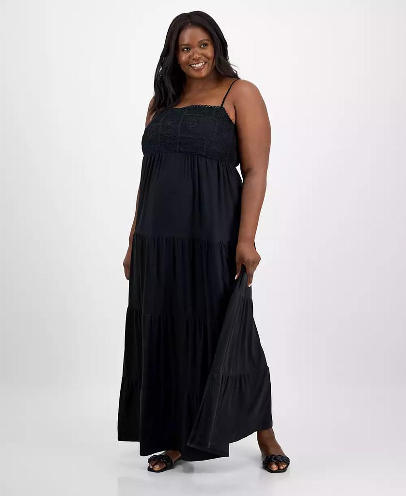 Derek Heart Trendy Plus Size Embroidered Lace Trim Sleeveless Maxi Dress