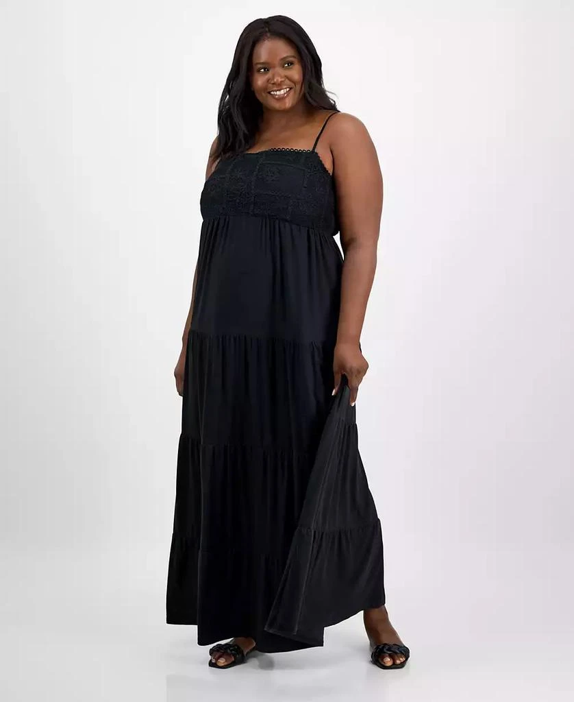 Derek Heart Trendy Plus Size Embroidered Lace Trim Sleeveless Maxi Dress 1