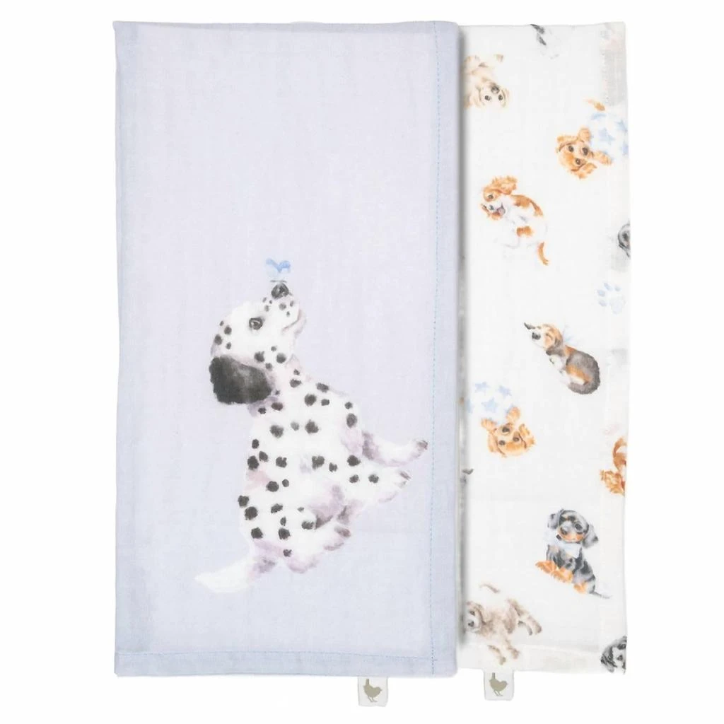 Wrendale Designs Inc. Little Paws Dog Muslin Gift Set In Blue