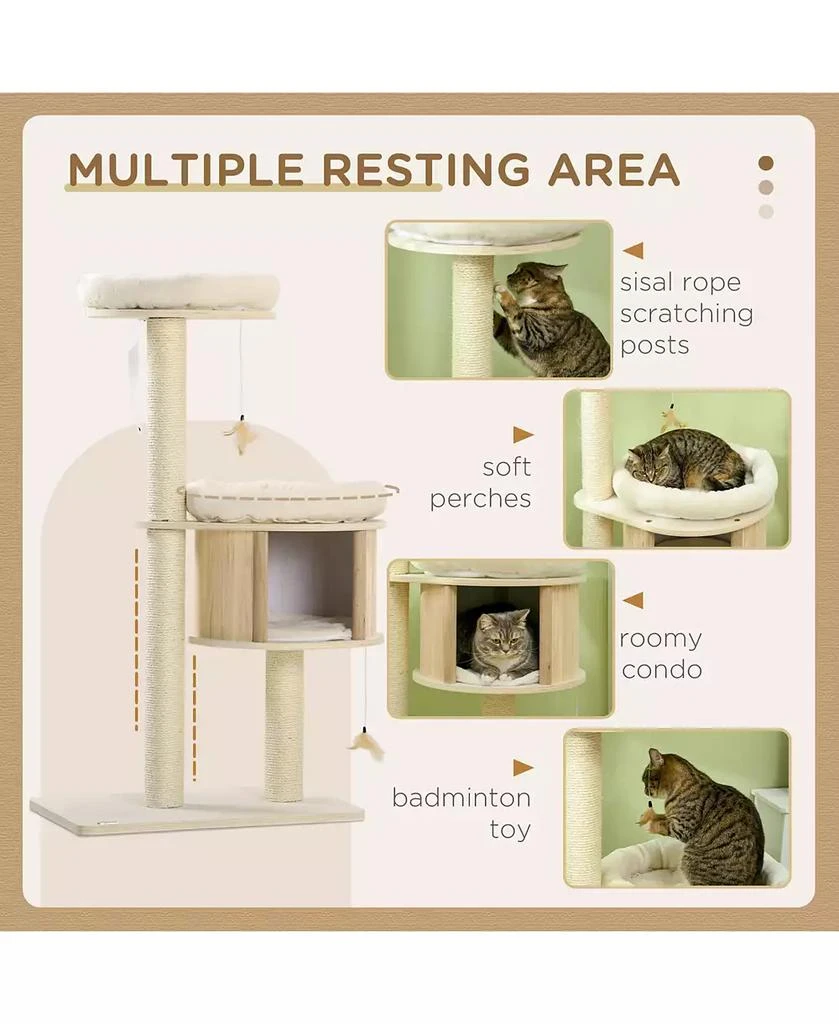 Zeus 
Ruta PawHut 3 Level Cat Tree Sisal Posts Badminton Toy Soft Cushions Play Areas 5