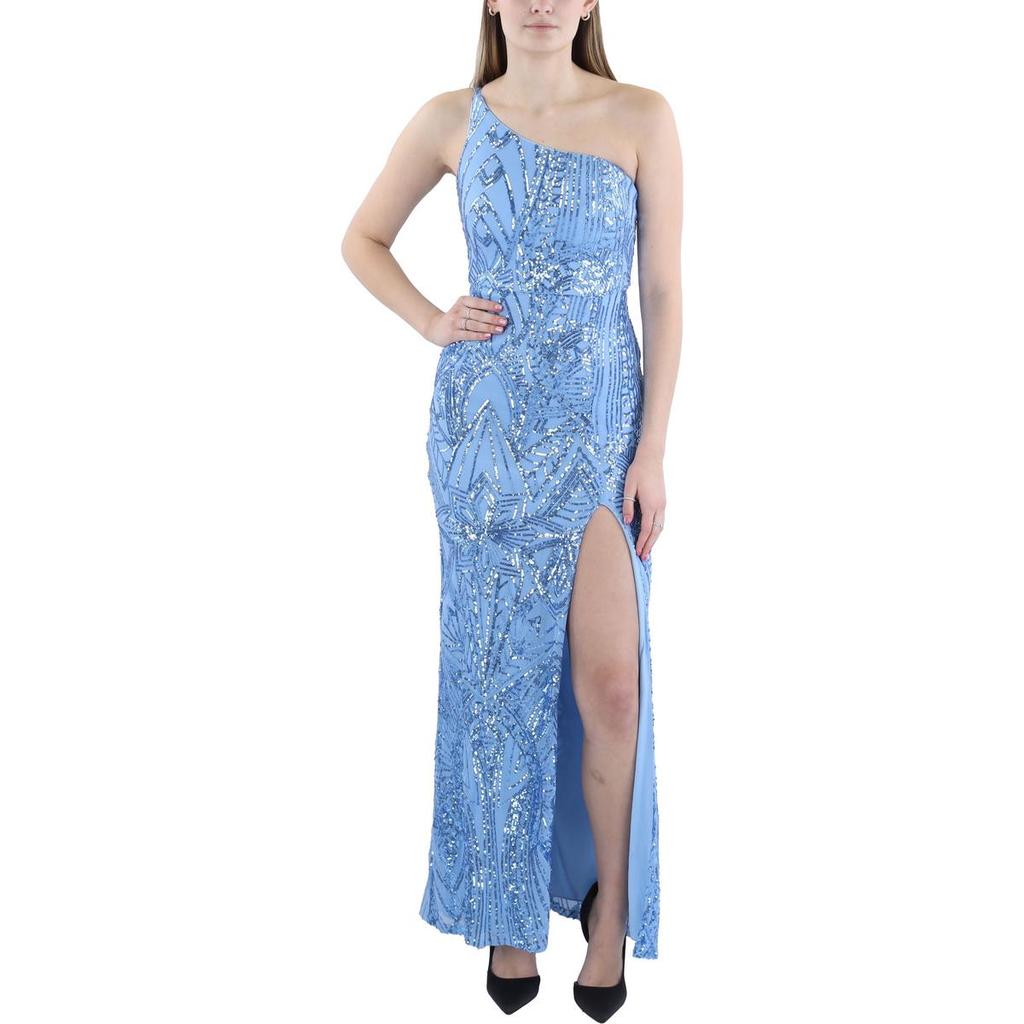Speechless Juniors Womens Full Length Sequined Evening Dress