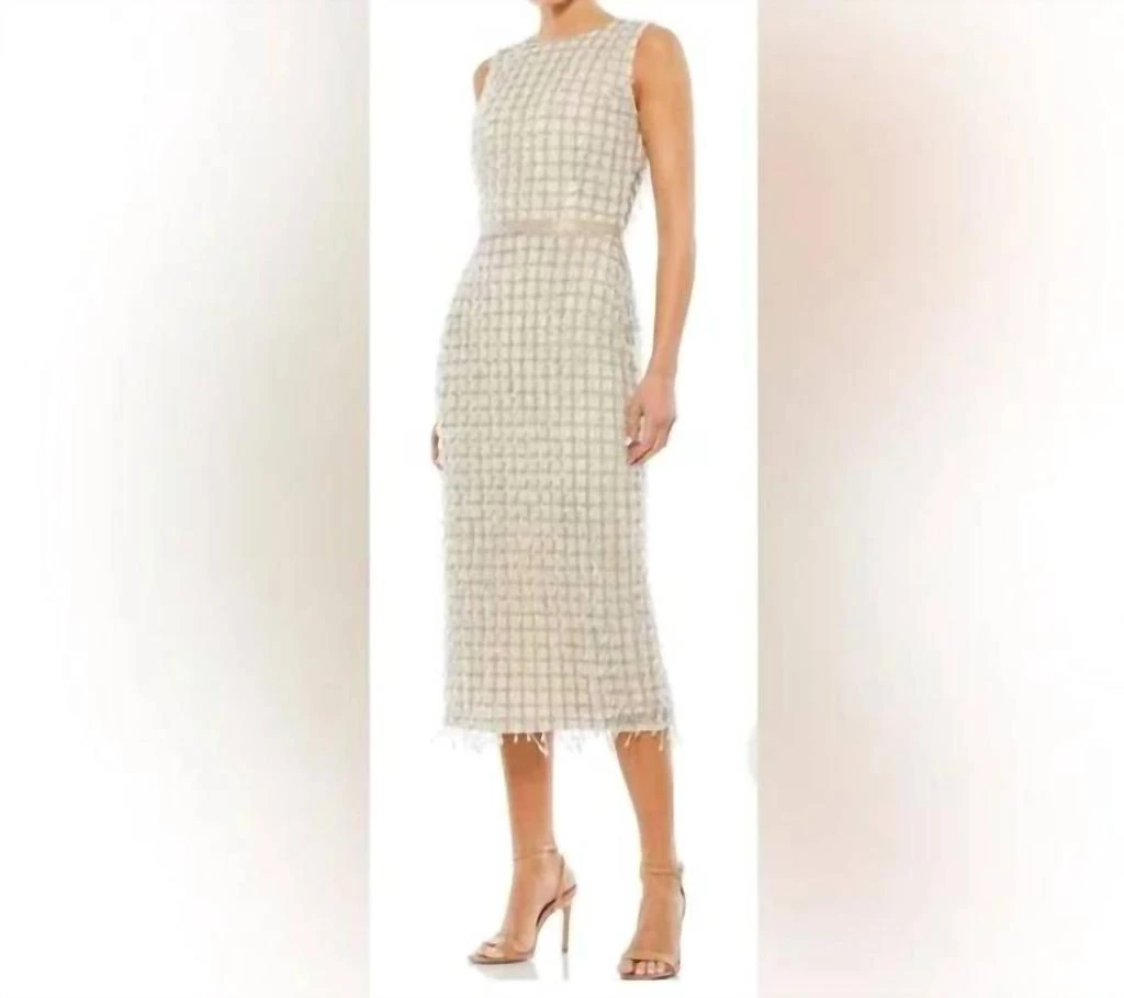 mac duggal beaded mini sheath dress Mac Duggal - White Pearl Beaded Square Neck Mini Dress