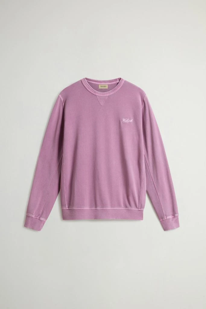 Woolrich Garment-Dyed Crewneck Sweatshirt in Light Pure Cotton - Men - Blue 5