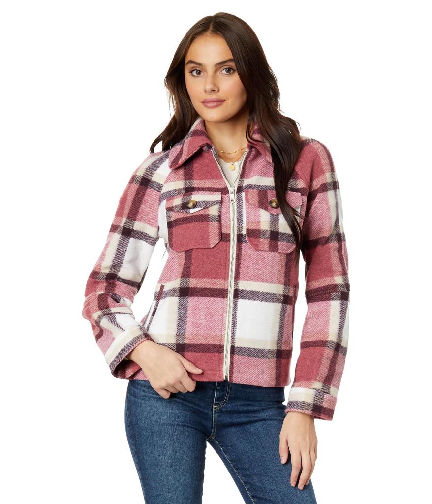 Avec Les Filles Plaid Zip Front Jacket