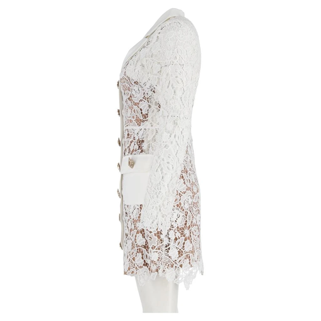 Self Portrait Magnolia Collared Lace Mini Dress In White Polyester 5
