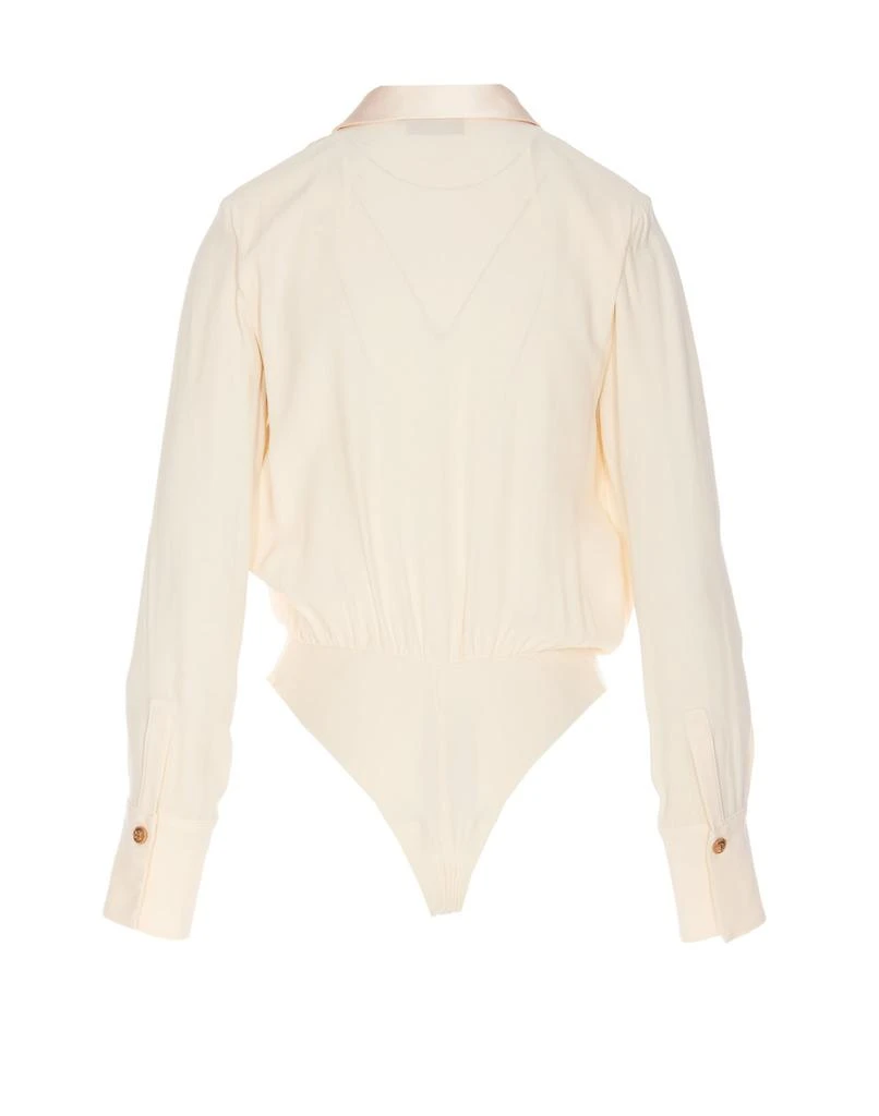 ELISABETTA FRANCHI Elisabetta Franchi Zip Detailed Georgette Satin Bodysuit Blouse 2