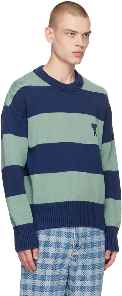 AMI SSENSE Exclusive Navy & Green Ami de Cœur Sweater 2