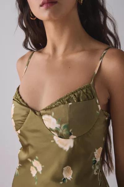Kiss The Sky Kiss The Sky Floral Satin Bustier Slip Midi Dress