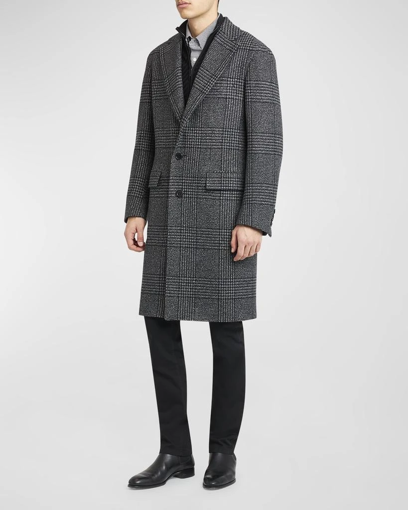 Brioni Men's Wool-Cashmere Plaid Topcoat 3