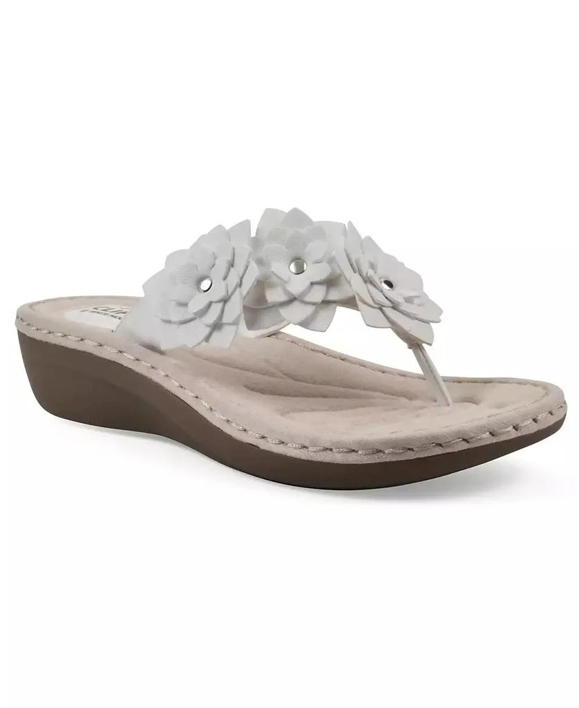 White Mountain Women's Content Floral Wedge Slip-On Sandals 1