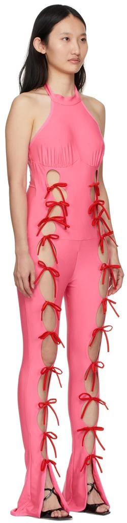 Sinead Gorey SSENSE Exclusive Pink Digital Print Neck Tie Catsuit 2